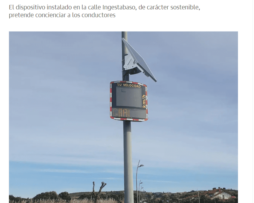 Le radar pédagogique EVOLIS Vision installé sur un axe routier à Sopela, en Espagne
