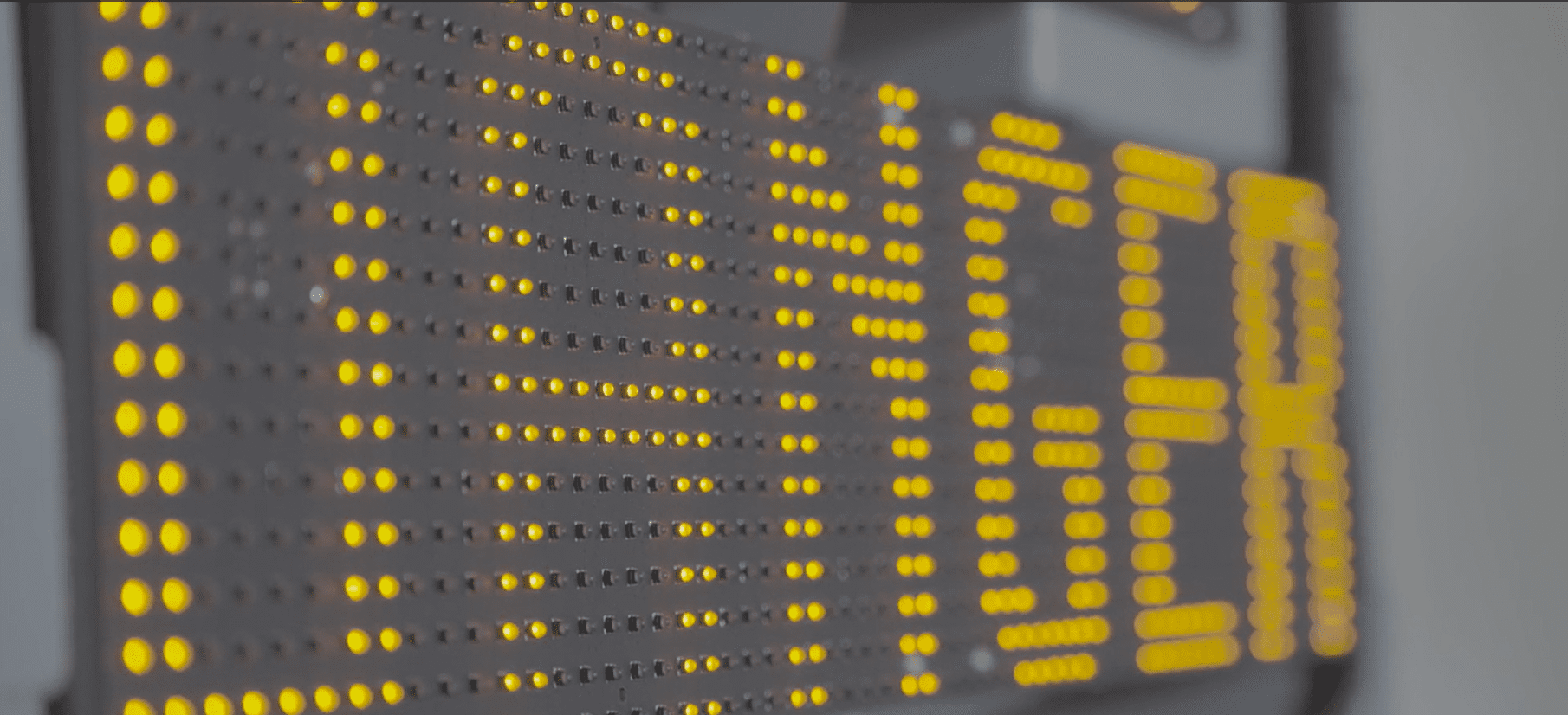 Text matrix displaying DANGER with radar LEDs