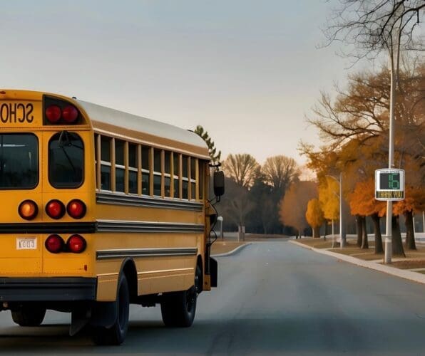 EVOLIS Vision radar speed sign installed near a school zone.