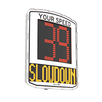 white LED Digital Speed Limit Sign with slowdown message
